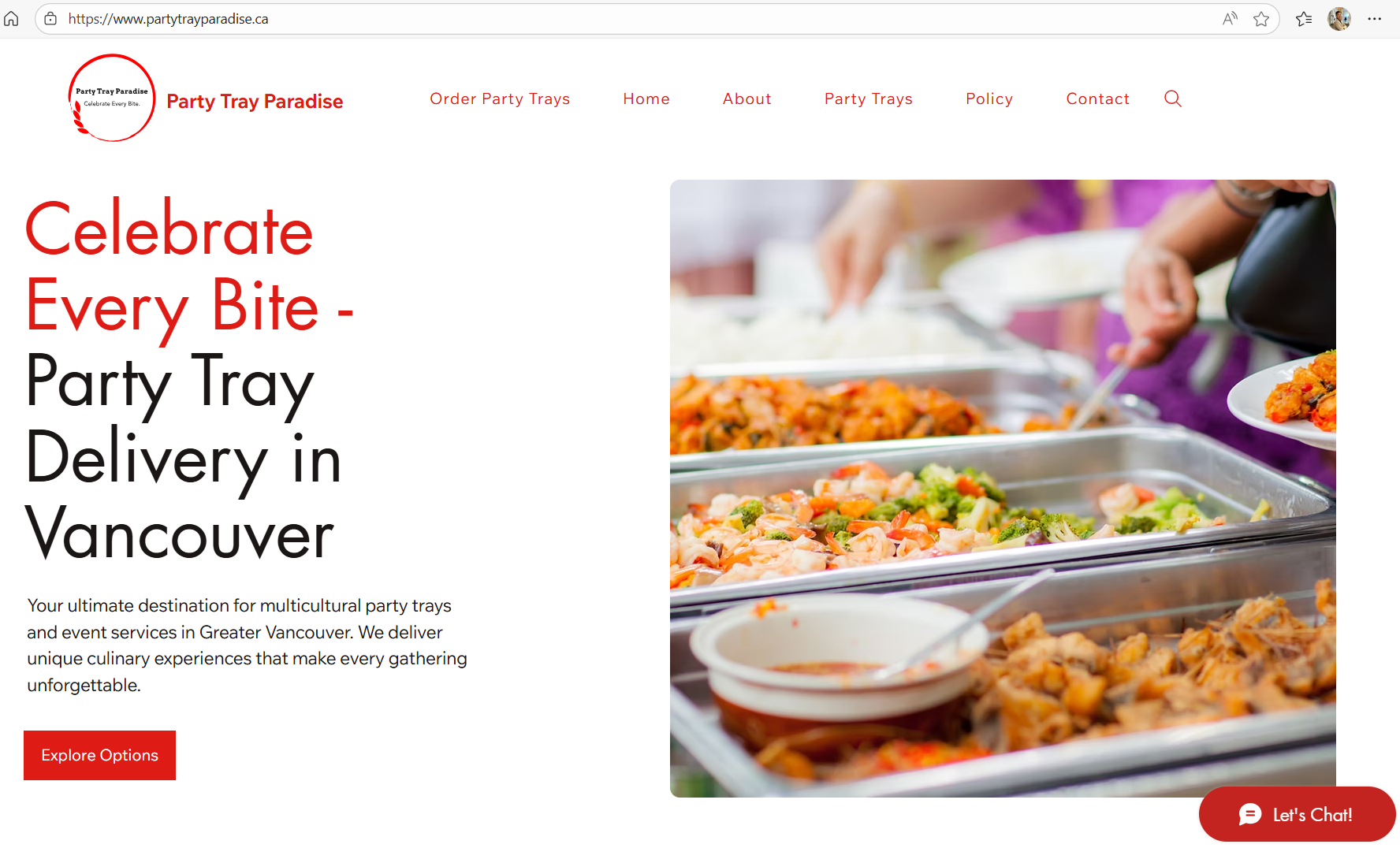 Party Tray Paradise - Web development project showcase
